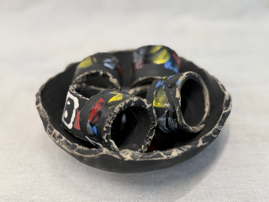 6 Napkin Rings and Bowl