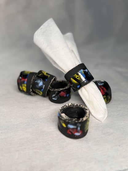 6 Napkin Rings and Bowl